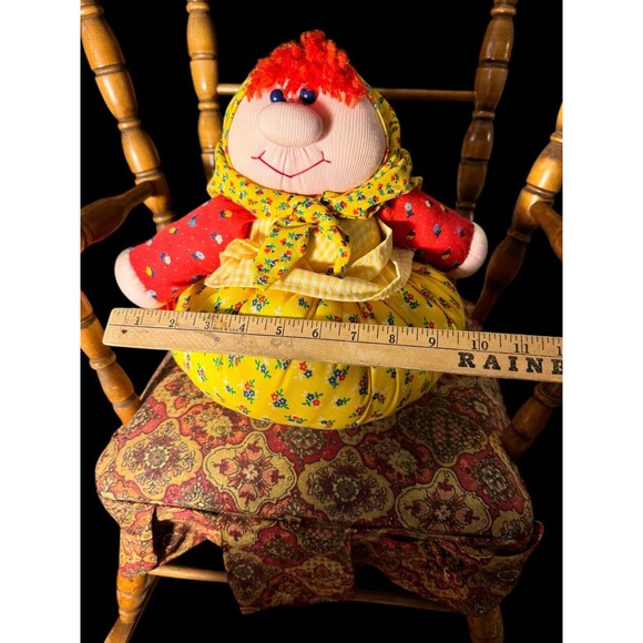 VTG Handmade Nylon Pillow Bottom Musical Red Head DOLL 11.5” dress -Scarf - Picture 6 of 8